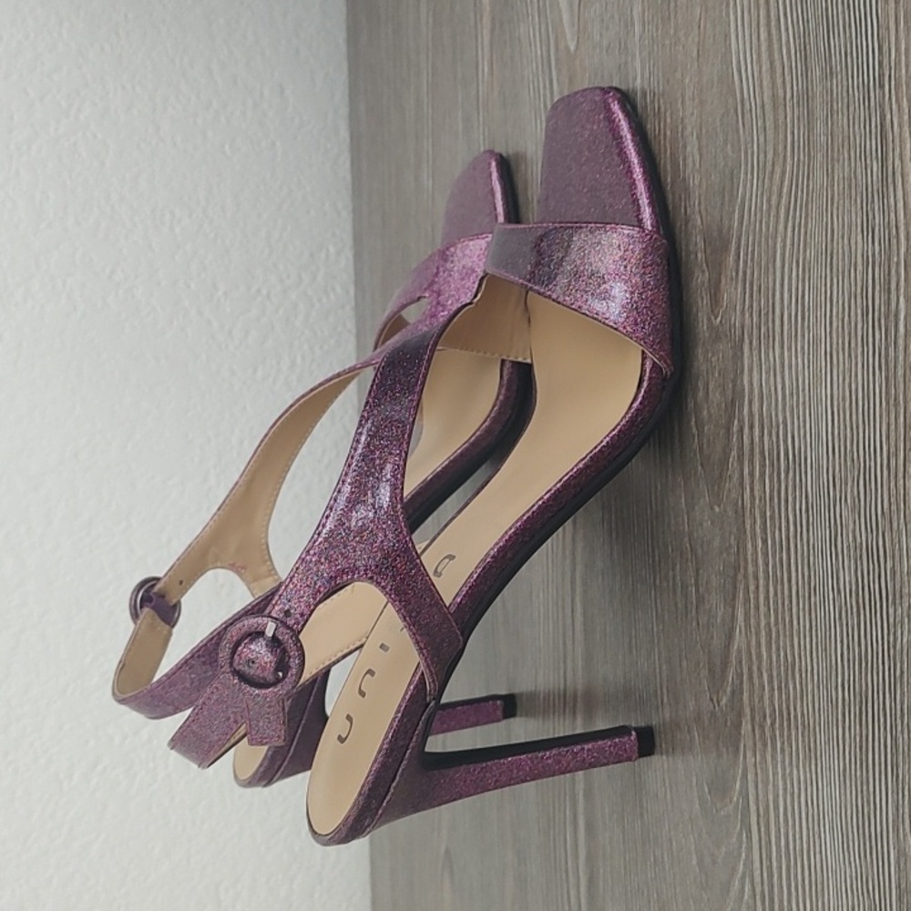 New Unisa ZENNIE Purple Glitter High Heel Strappy Sandals Size 9 D'Orsay Sides - Picture 5 of 11